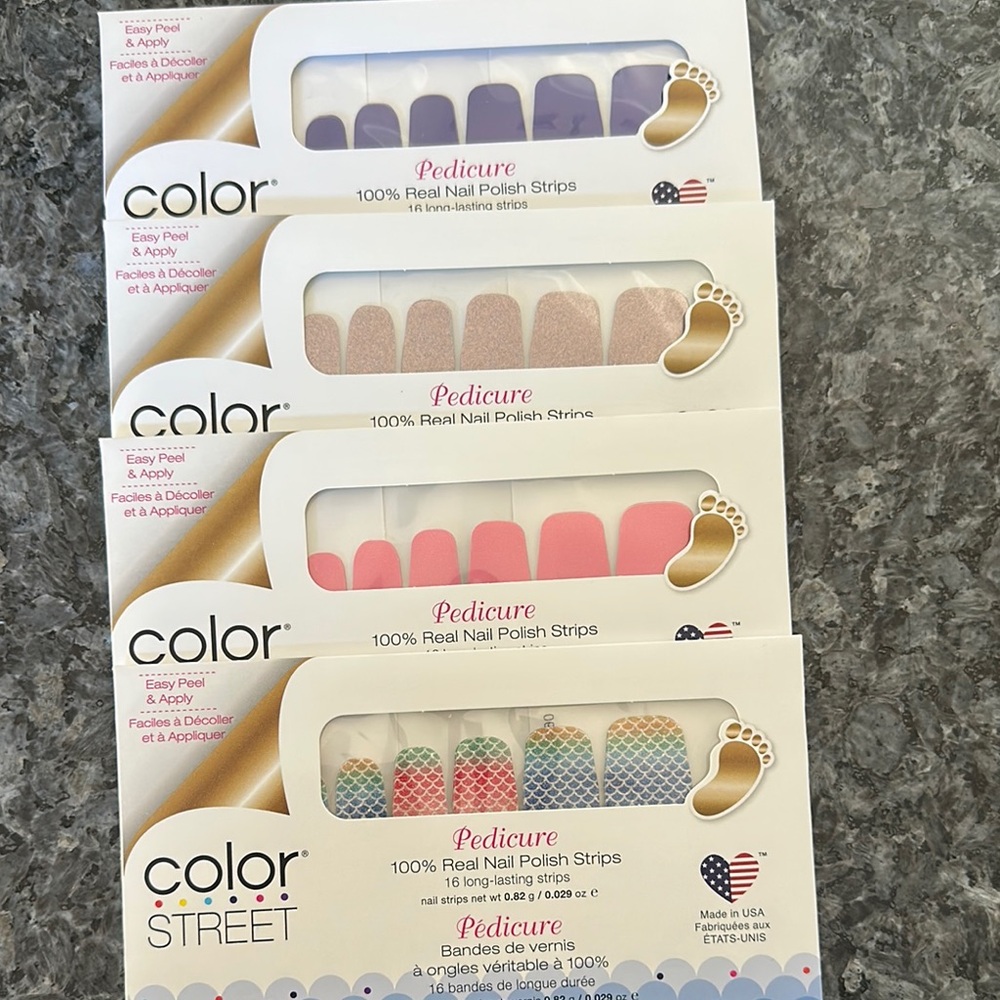 Color Street Nail Polish Strips Set - Pink, Cream, Blue